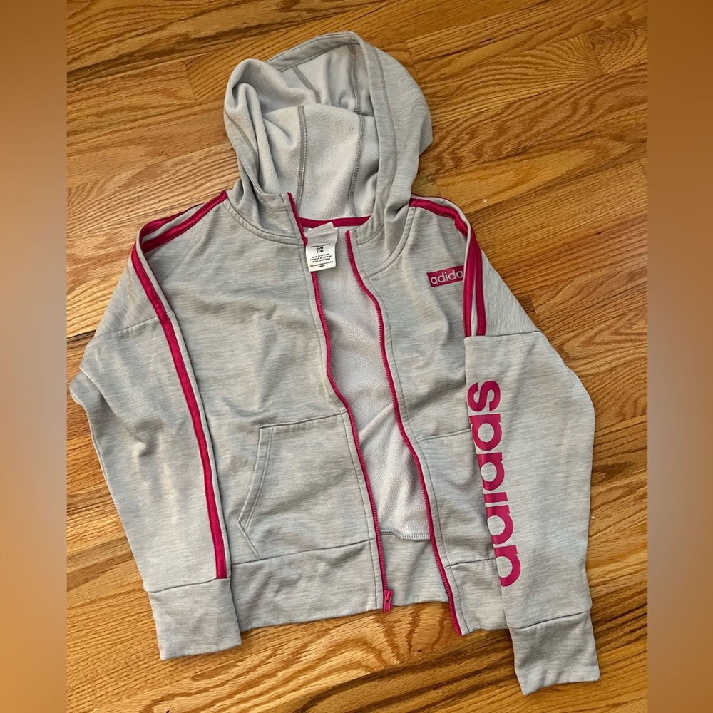 Girls Adidas zip up hoodie size L